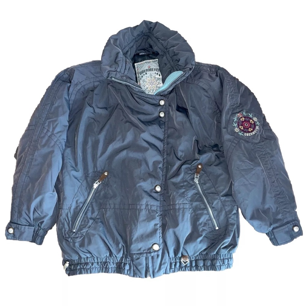 Obermeyer Navy Ski Jacket with Embroidered Sleeve Patch